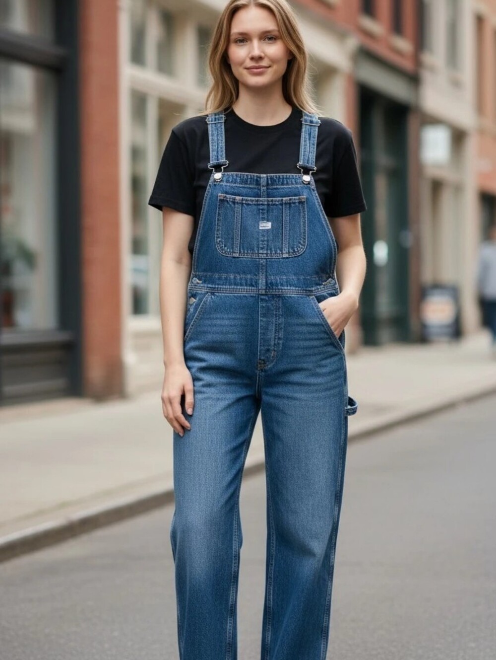 Old Navy Womans Baggy Wide Leg Blue Denim Jeans Overalls Size 12